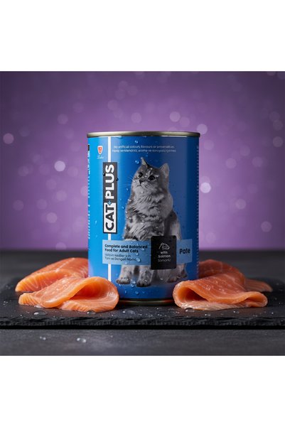 Cat Plus معجون السلمون - علبة تحتوي على 12 × 400 جرام طعام رطب للقطط