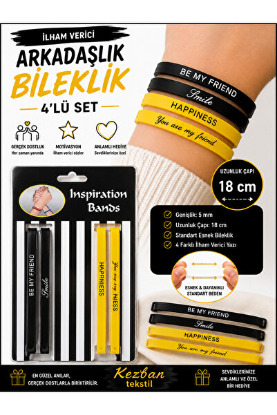 Kezban Tekstil İlham Verici Arkadaşlık Bileklik 4Lü Farklı Yazılı SET