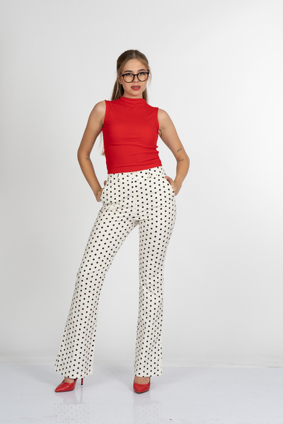 MissVina Spanish Style Polka Dot Patterned Lycra Trousers 30381