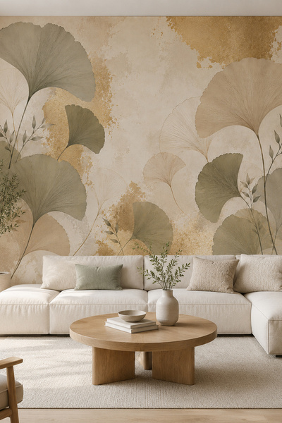 dreamwall Ginkgo Meltemi Soft Çiçekler Temalı Tek Parça Tekstil Duvar Kağıdı