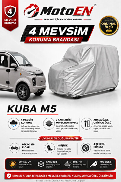 MotoEN KUBA M5 Elektrikli Micro Araba Brandası GRİ Oto Branda Su Geçirmez Dör...