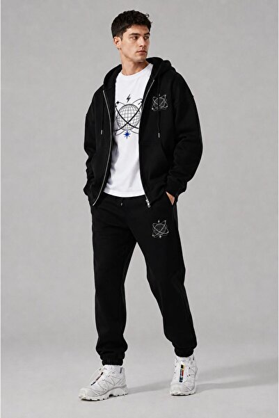 LUNAVISTA Men's Printed Oversize Zipper Hooded Sweatshirt, Crew Neck T-Shirt ...