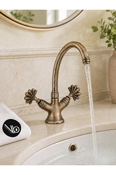 vb vitrinbanyo Tavroz Swan Series Lavabo Faucet Brushed Antique Tumbled Brass...