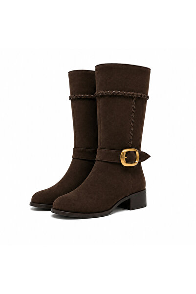Solo Bag Women's Suede Ankle Buckle Detailed Stylish Comfortable Below-The-Kn...