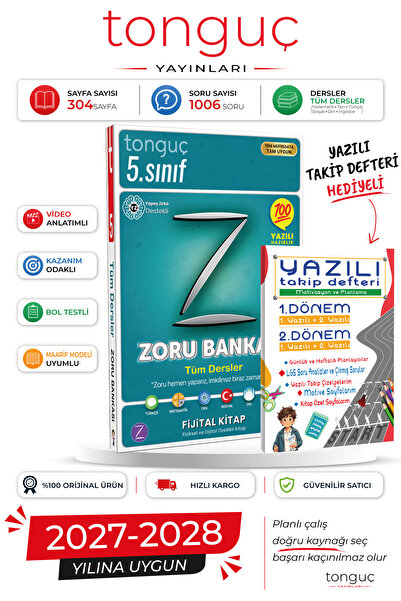 Tonguç Yayınları 5. Sınıf Tüm Dersler Zoru Soru Bankası +Yazılı Takip Defteri...
