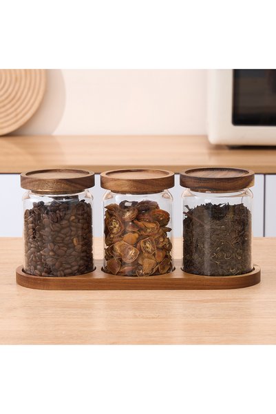 SUMRA HOME AKASYA KAPAKLI CAM KAVANOZ SETİ MİEN 3*600ML