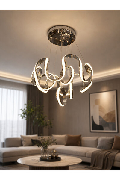 Ulucam Aydınlatma Yay 4 Toplu Modern Led Avize krom