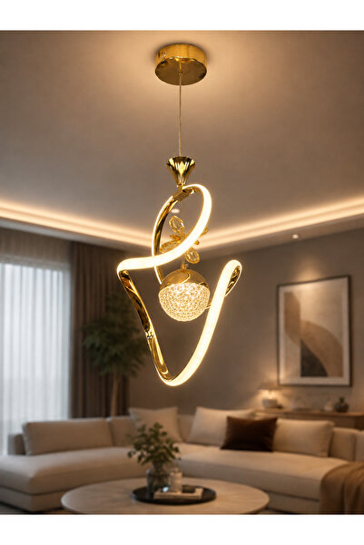 Ulucam Aydınlatma Badem Modern Led Avize gold