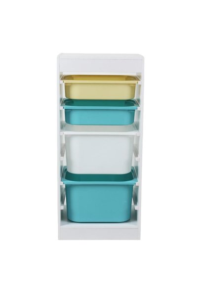Evelise Raft de depozitare cu 4 coșuri colorate, U-Grow