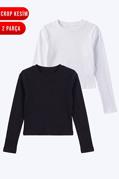 FYK KİDS Girl's Ribbed 2-Piece Crop Top