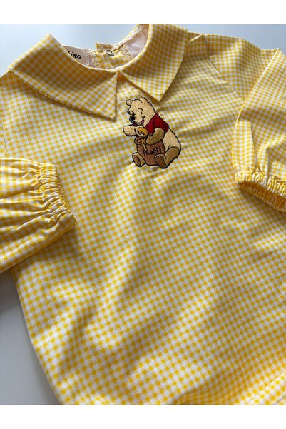 il mio bambino Handmade 100% Cotton Poplin Fabric Pooh Concept Baby Shirt