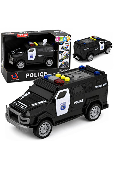 LEAN Masina de politie Unitatea Speciala 1:32, cu lumini si sunete, negru-alb...