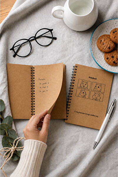 kRFT A5 Kraft Spiralli Çizgisiz Hayvansever Defter 2'li Set – Tavşan ve Hamster