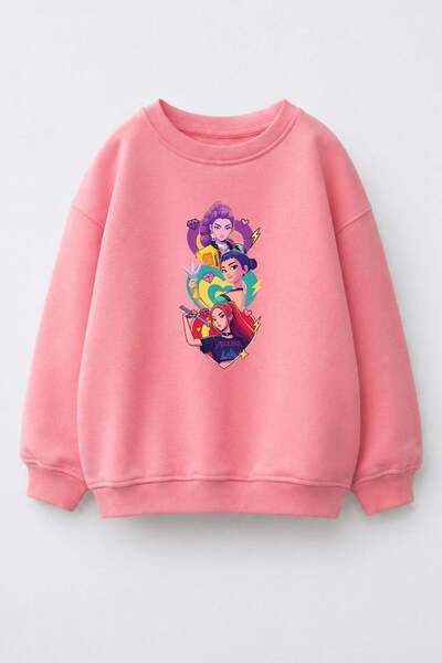 Monila Kız Çocuk 3 İplik Kumaş Pamuklu Baskılı Sweatshirt
