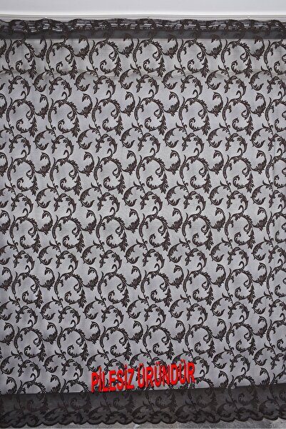 AKÇA TEKSTİL Sultan 1 Model Aci Brown Color Plain Single Wing Background Curt...