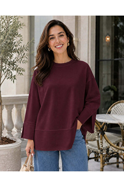 unika boutique Ženska široka bluza sa dugim rukavima i prorezom
