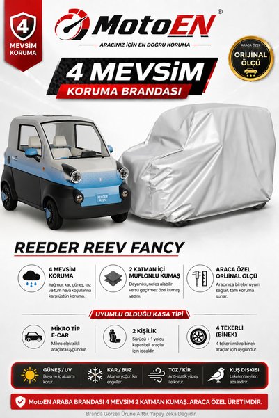 MotoEN Reeder Reev Fancy Elektrikli Araba Brandası GRİ Oto Branda Su Geçirmez...