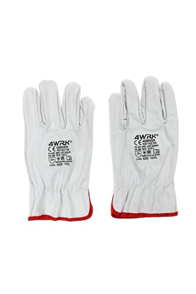 Interbabis Manusi protectie din piele capra, 4 Driver, alb, set 12 perechi