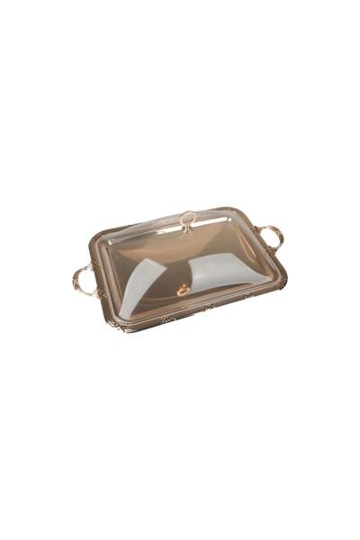 SOLETER Fobi Cake Tray With Acrylic Lid By - Gold - Large Size - Rectangular