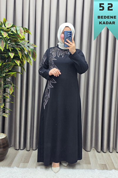 Elmas Tesettür Women's Clothing Plus Size Leaf Stone Embellished Sleeve and F...