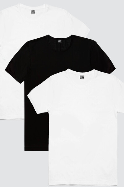 ROCKANDROLL Tricou pentru bărbați, simplu, 2 albi, 1 negru, pachet ecologic d...