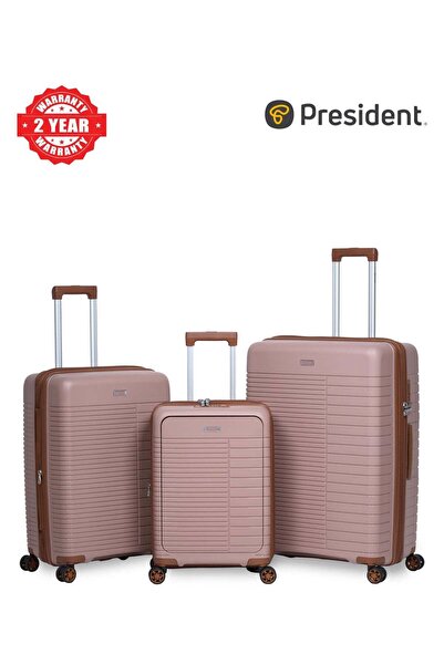 President Premium 3 Piece large capacity PP Trolley cases 4997-ROSE GOLD