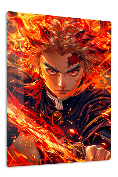 Emesa Art Kyojuro Rengoku Anime Metal Wall Art