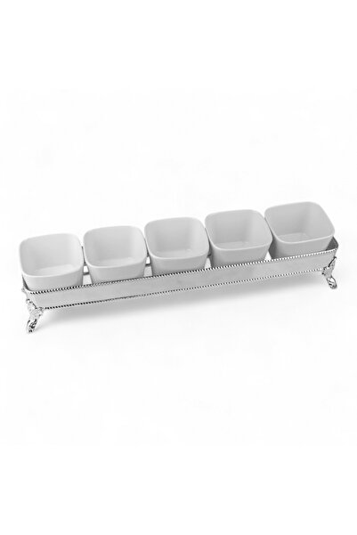 SOLETER Mayar Serving Set - Silver - Consisting Of 5 Plates and A Stand