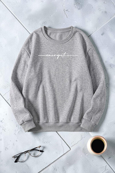 uyguntarz Unisex Energetic Printed Crew Neck Sweatshirt