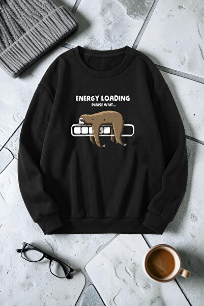 uyguntarz Unisex Energy Loading Printed Crew Neck Sweatshirt