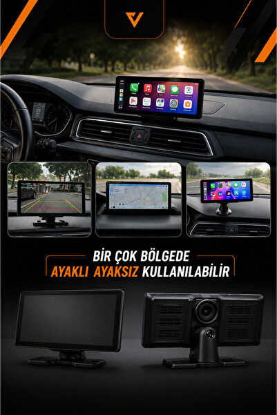 vr pro CarPlay Android Auto Araç Multimedya-Kamer Ekranı Kablosuz Taşınabilir HD Dokunmatik