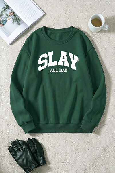 uyguntarz Unisex Slay All Day Printed Crew Neck Sweatshirt