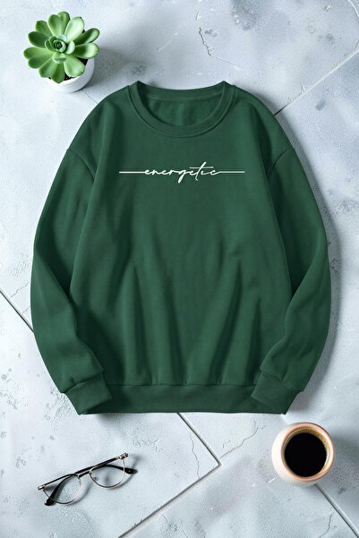 uyguntarz Unisex Energetic Printed Crew Neck Sweatshirt