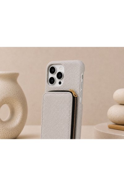 botyco iPhone 14 Pro Max (6.7 Inch) Compatible Premium Lux Leather Case with Open Sides, Slim Design, Wallet, Zipper, Card Holder, Crossbody Neck Strap, and Drawstring Strap