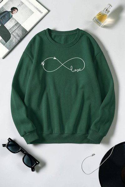 uyguntarz Unisex Infinite Love Printed Crew Neck Sweatshirt