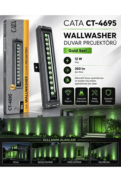 Cata CT-4695 GOLD WALLWASHER DUVAR PROJEKTÖRÜ 12 W 12 LED