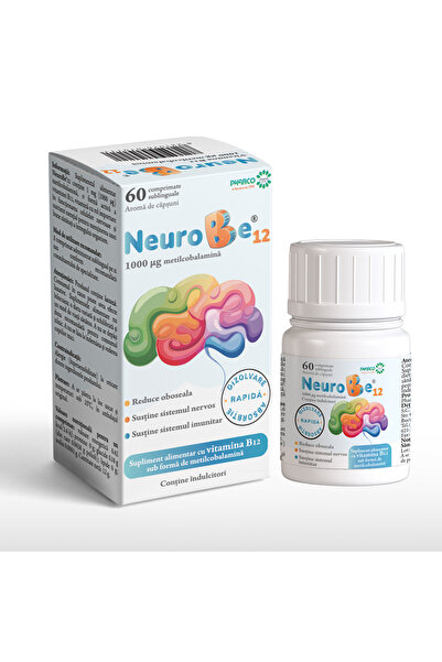 Pharco NeuroBe 12, vitamina B12, 60 comprimate sublinguale, aroma capsuni