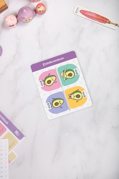 DİVAL Magnetic book page marker set of 4 - avocado series