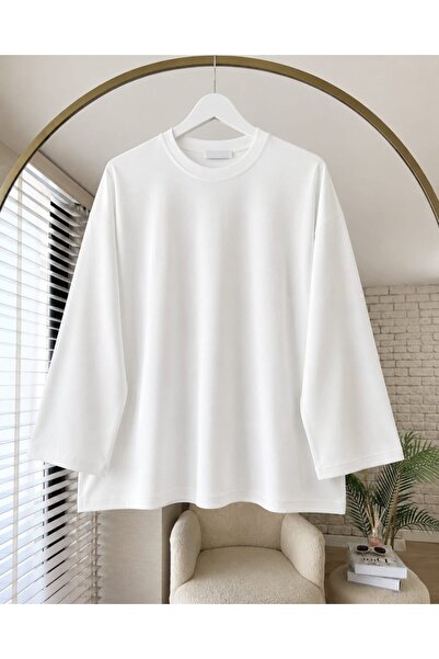Giyim Gezegeni White Women's Hijab Tunic Combed Cotton Blouse Oversize Loose ...