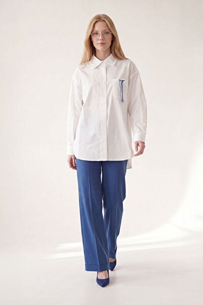 Levidor White poplin shirt with tassel detail