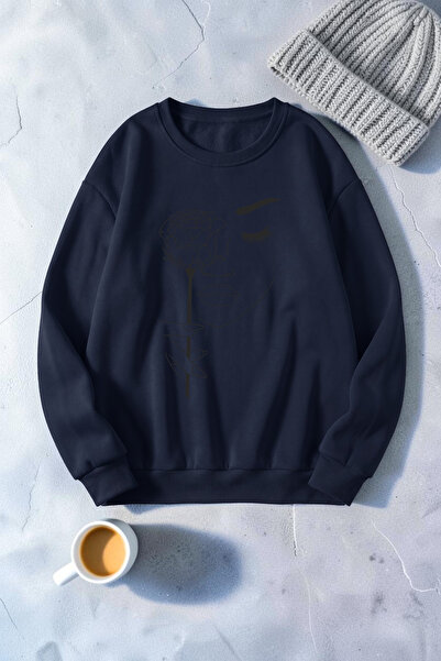 uyguntarz Unisex Rose & Silhouette Printed Crew Neck Sweatshirt