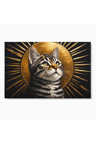 Luxcanva Tablou Canvas Micul Rege 100x70 cm pe Sasiu Lemn Pisica Animale Portret