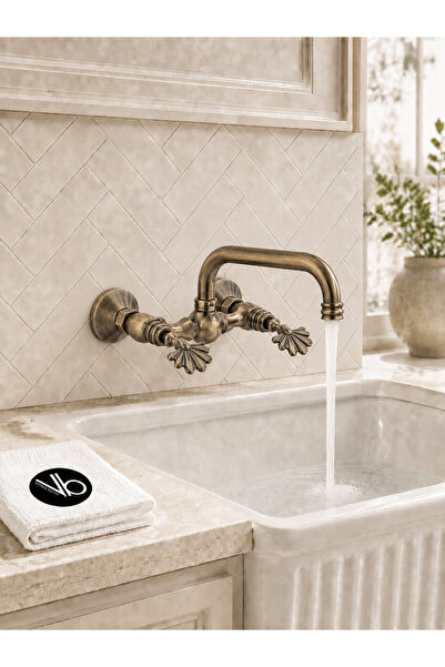 vb vitrinbanyo Tavroz Series Kitchen Sink Faucet Brushed Antique Vintage Wall...