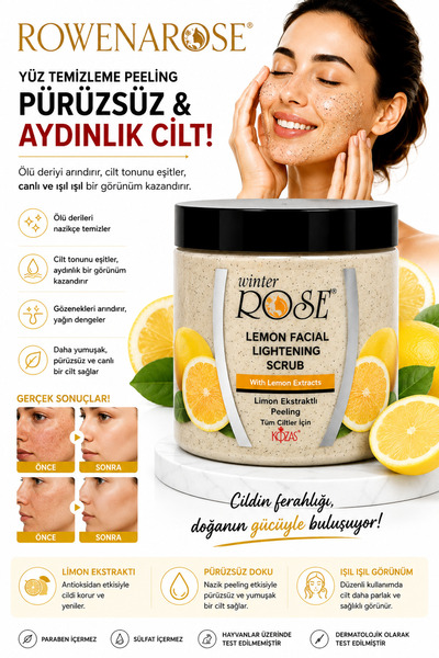 ROWENAROSE Limon Yüz Temizleme Peelingi 500ml