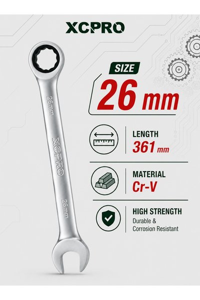 XCPRO Ratchet Spanner, Ratcheting Wrench, Reversible Ratchet Wrench - 26mm x ...
