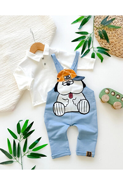 hümabebe Dog Team Shirt, Collared Overalls, Seasonal 2-Piece Baby Boy Set