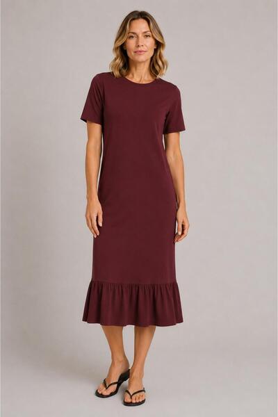 ALEXANDERGARDI Midi Dress with Ruffle Detail at Hem