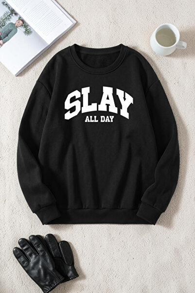 uyguntarz Unisex Slay All Day Printed Crew Neck Sweatshirt