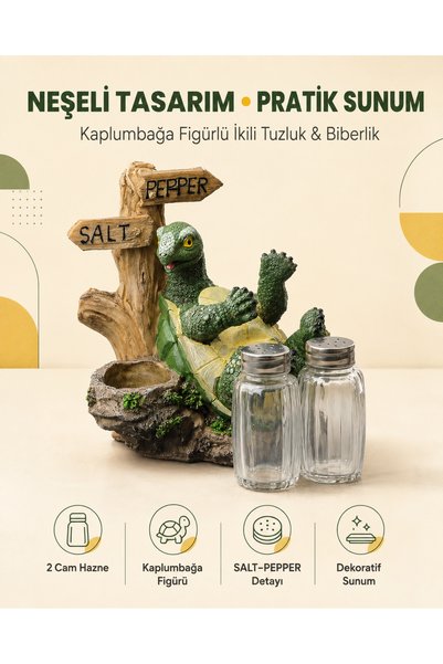 METTREND Turtle-shaped glass salt and pepper shaker set (set of 2) - decorative kitchen and tableware accessory - gift item