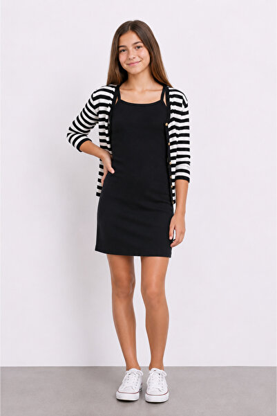 CNG MODA Young Camisole Striped Cardigan & Suspender Dress Two-Piece Set